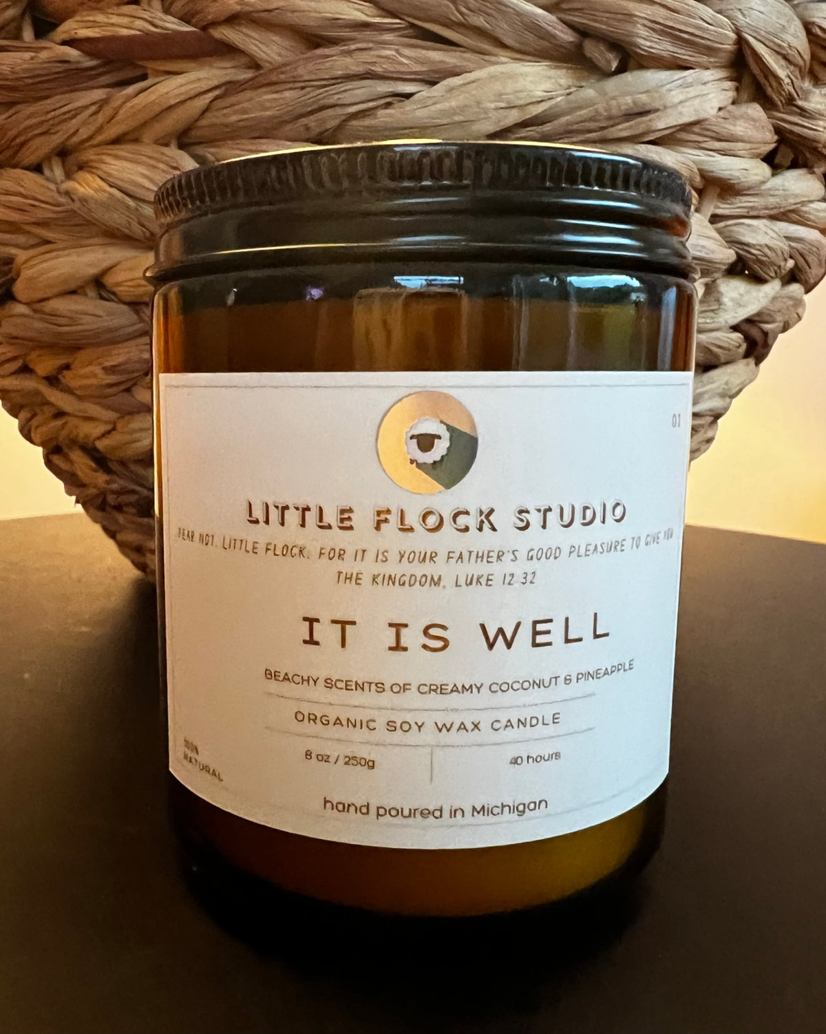 Little Flock Studio Soy wax candle - IT IS WELL - 8 oz