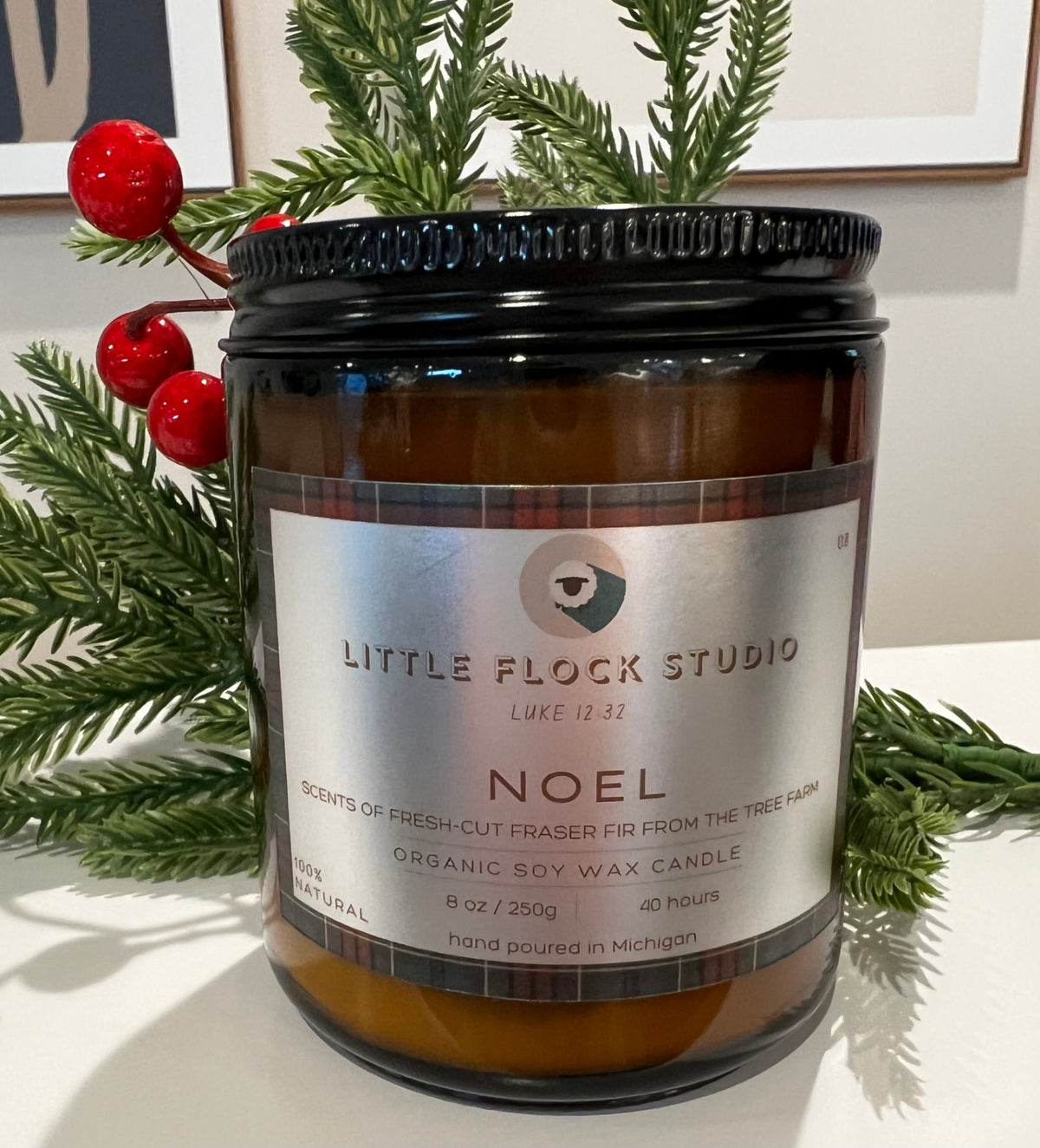 Little Flock Studio Soy wax candle - NOEL - 8 oz