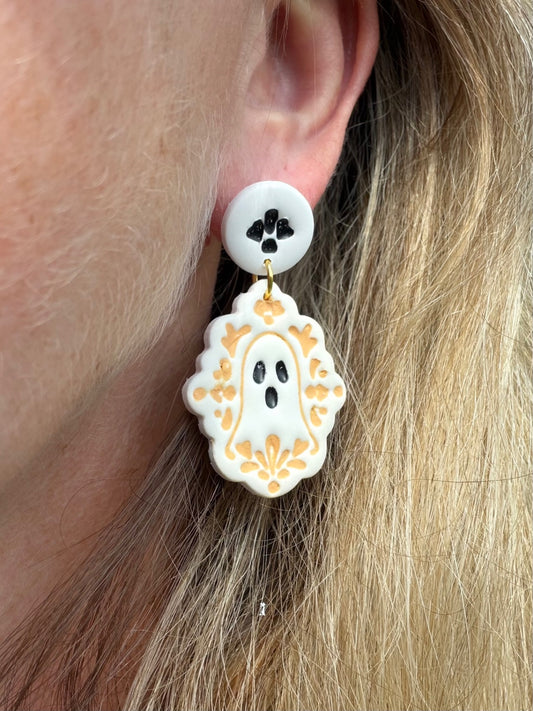 Whimsical Folk Art Floral Ghost