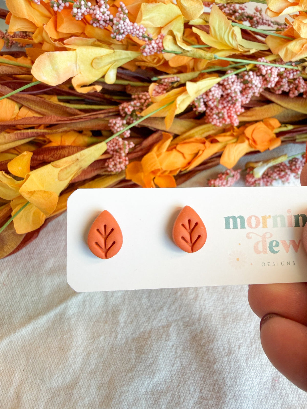 Orange Leaf Studs