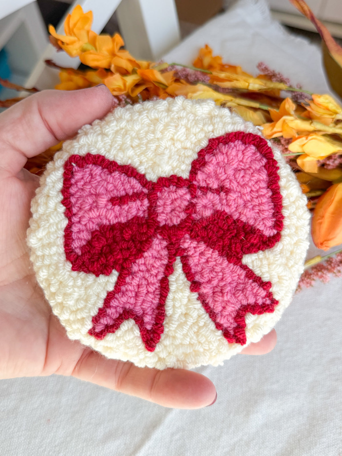 Pink Ribbon Mug Rug Coaster