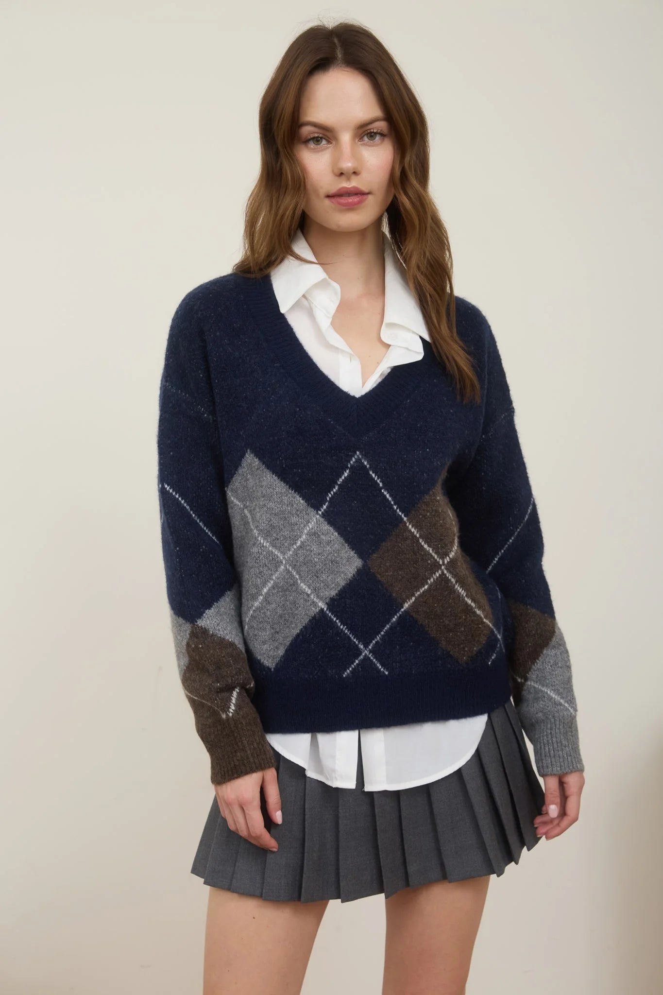 Argyle V-Neck Long Sleeve Pullover Sweater – The Workshop
