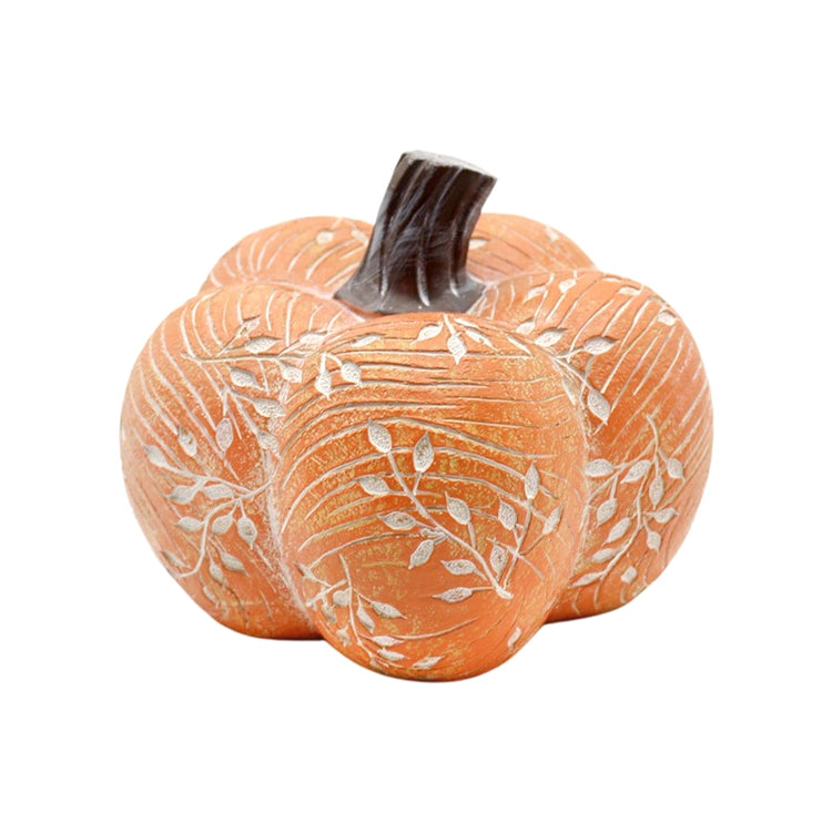 Wide Leaf Engraved Orange Resin Pumpkin