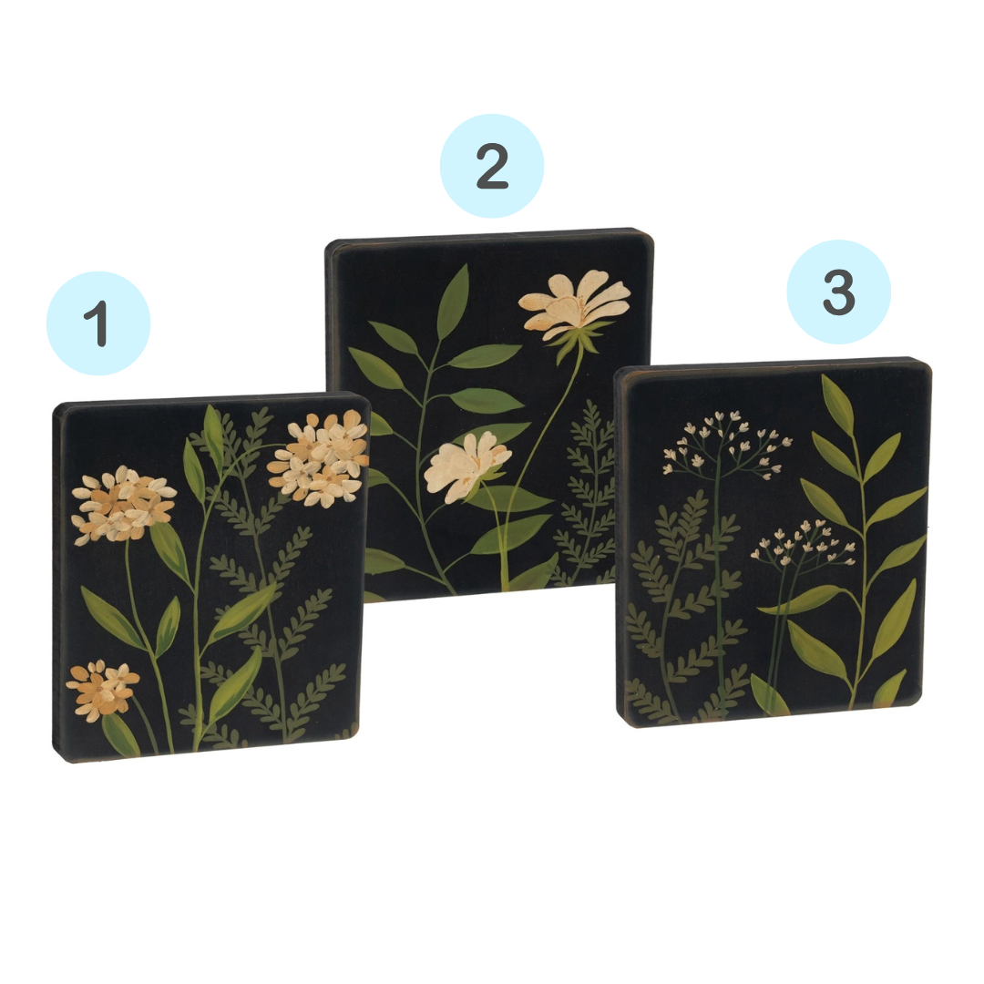 Flowers & Ferns Hanging Wood Plaque