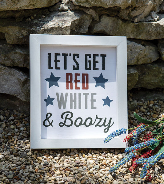 Red, White & Boozy Framed Sign