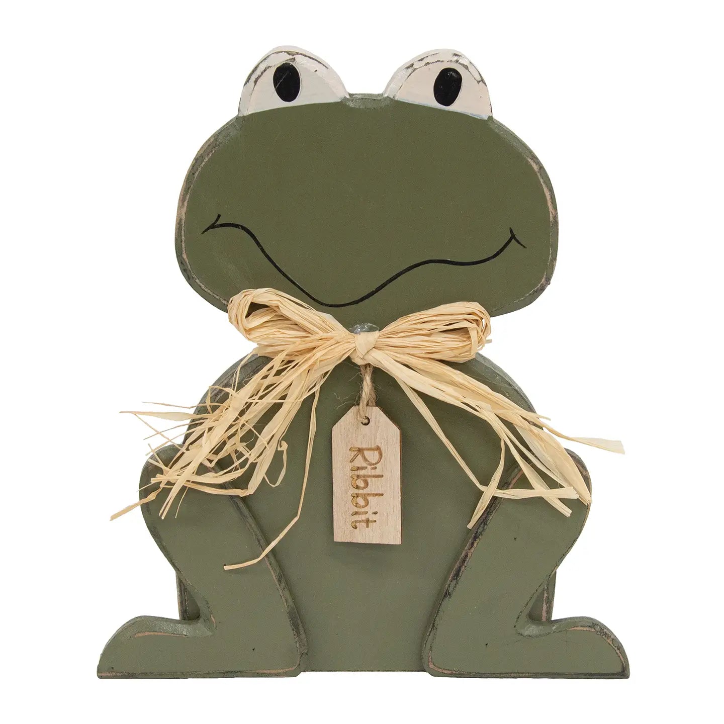 Rustic Wood "Ribbit" Frog Sitter