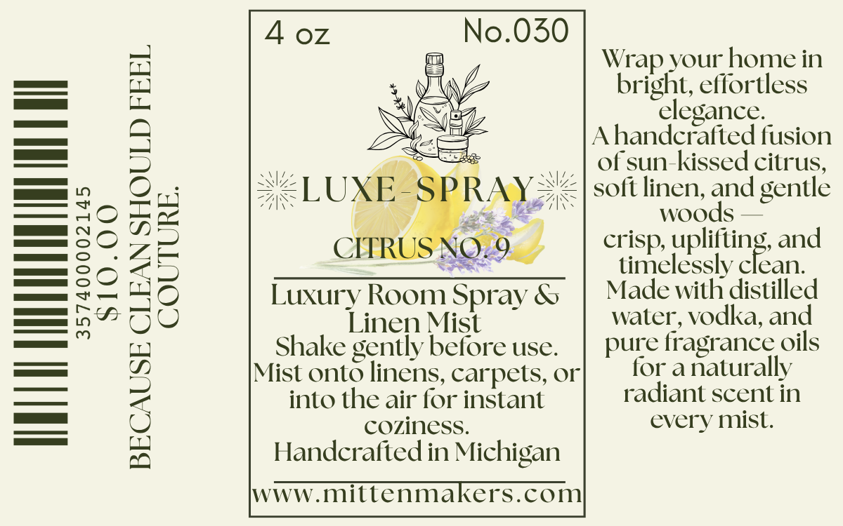 Luxe Spray – Citrus No. 9 (4 oz All-Natural Room & Linen Mist)