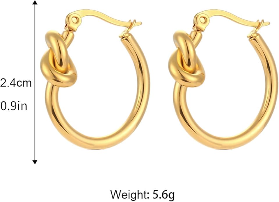 Knot Earrings for Women Gold Knot Huggie Hoop Earrings Small Open Hoops Earrings Danity Lightweight Statement Earrings Geometric Minimalist Jewelry