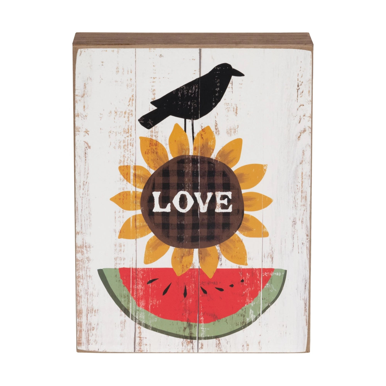 Crow, "Love" Sunflower, & Watermelon Box Sign