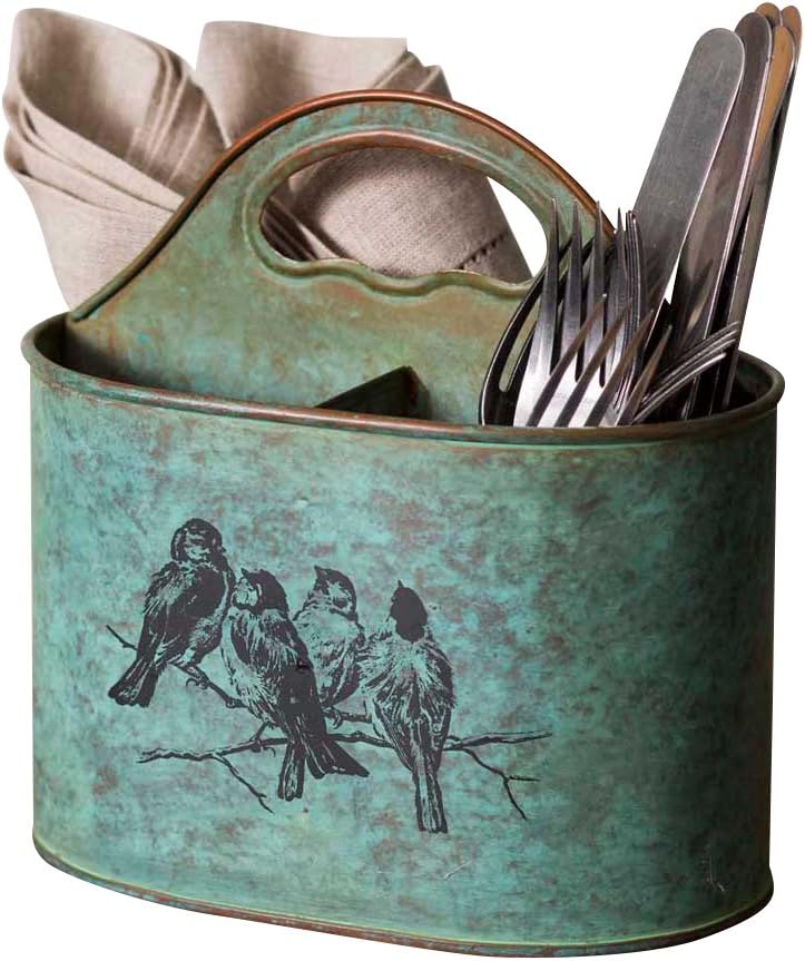 Songbird Print Divided Metal Caddy