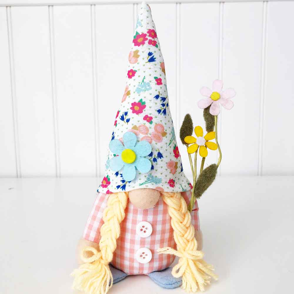 Spring Flowers Plush Gnome – Foundations Decor 8"