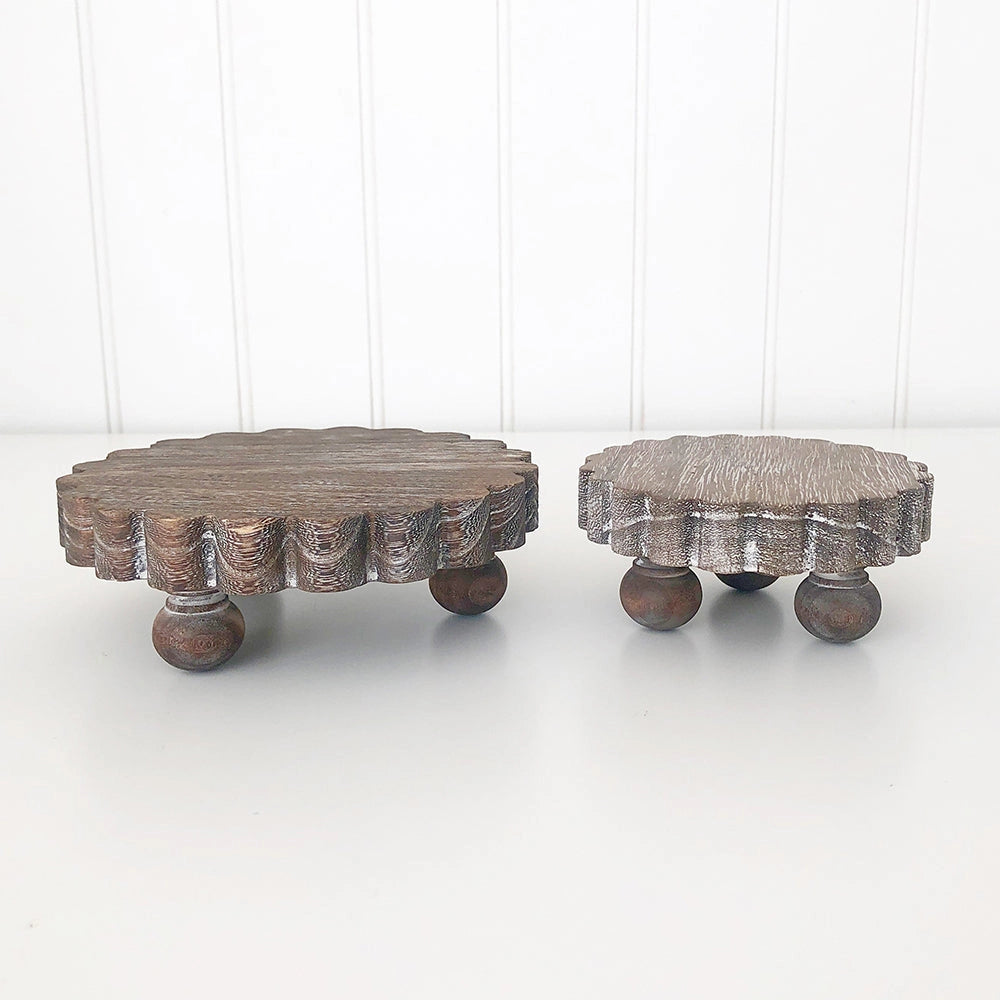 Mini Scalloped Risers (Set of 2) - Brown