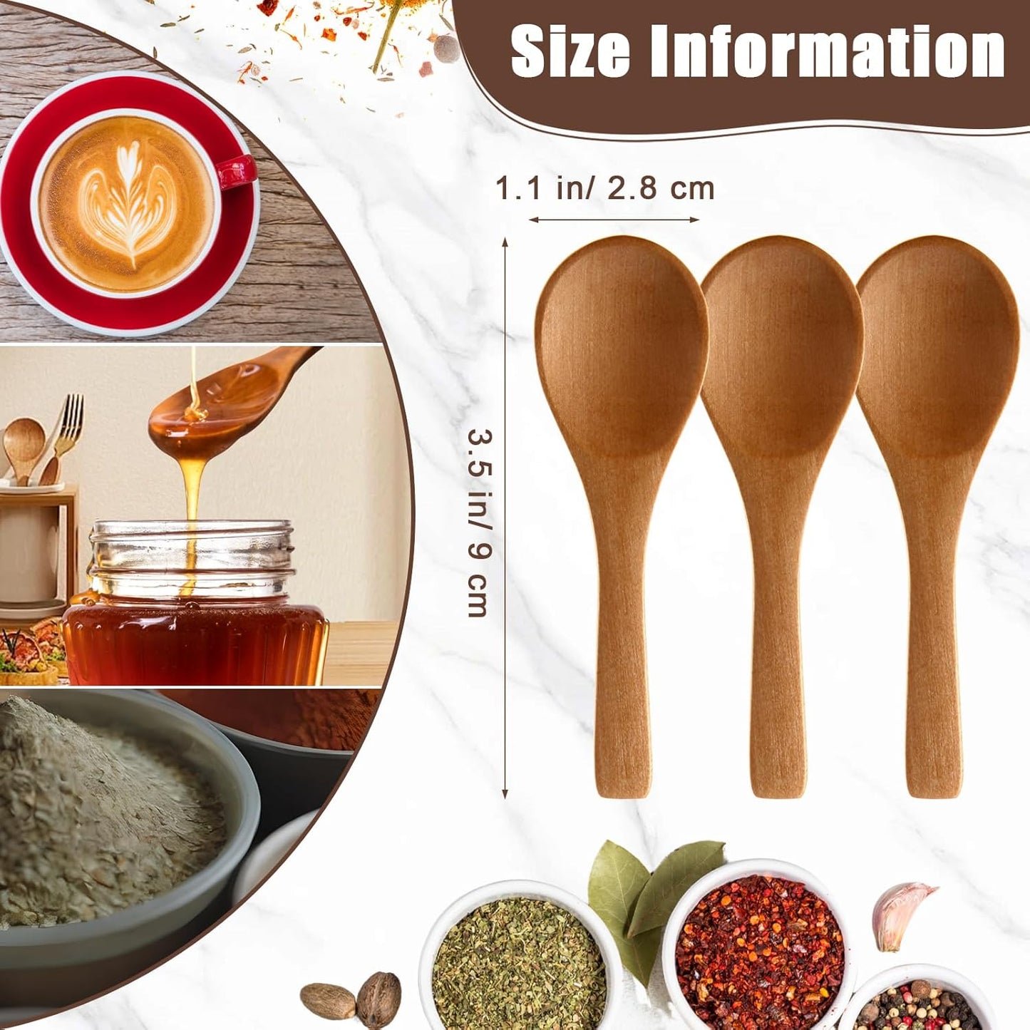 *Mini Wood Natural Tiny Spoons