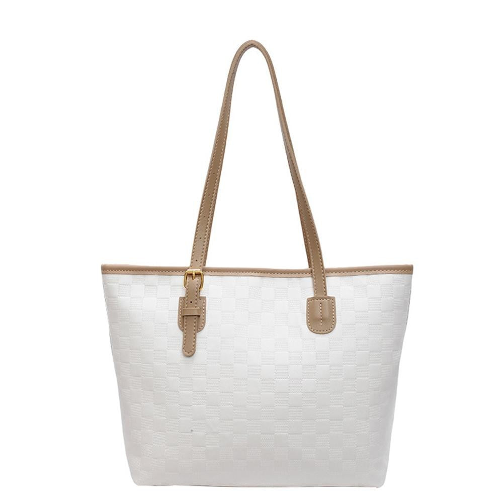 Checker Vegan Leather Tote Bag