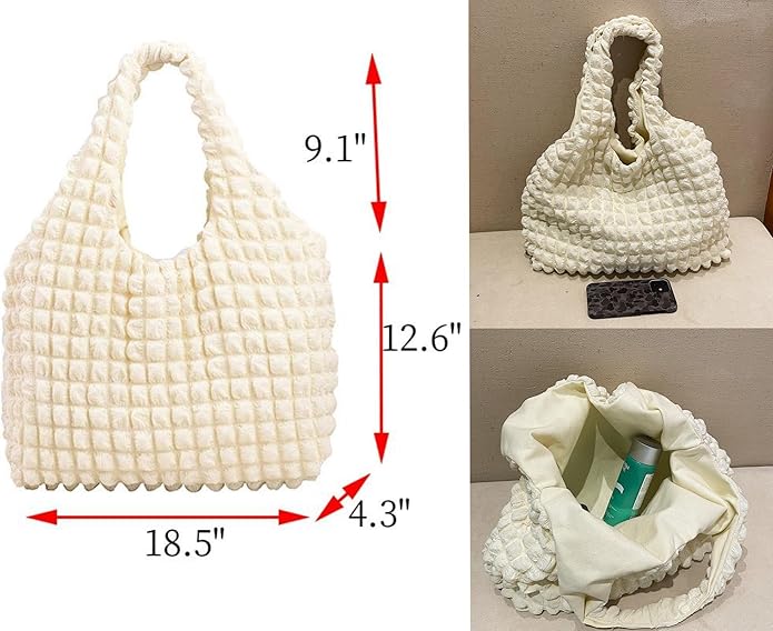Bubble Large Shoulder Bags for Women Puff Tote Handbag and Purse Cloud Casual Shopping Travel Bag Lightweight