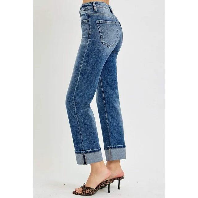 Risen Jeans - Tummy Control High Rise Crop Straight Jeans - RDP5941