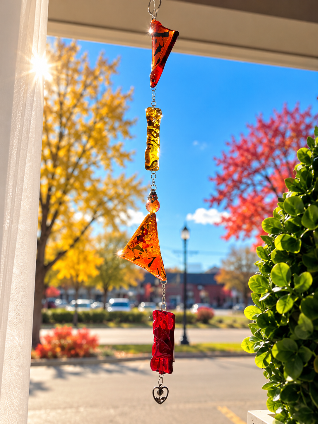 Handmade Amber & Red Fused Glass Suncatcher – Beth's Glass Creations