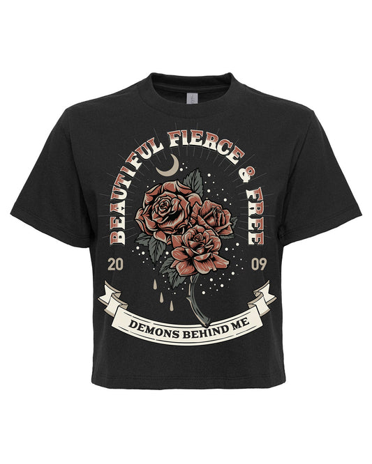 Beautiful Fierce & Free Heavyweight Boxy Crop T-Shirt
