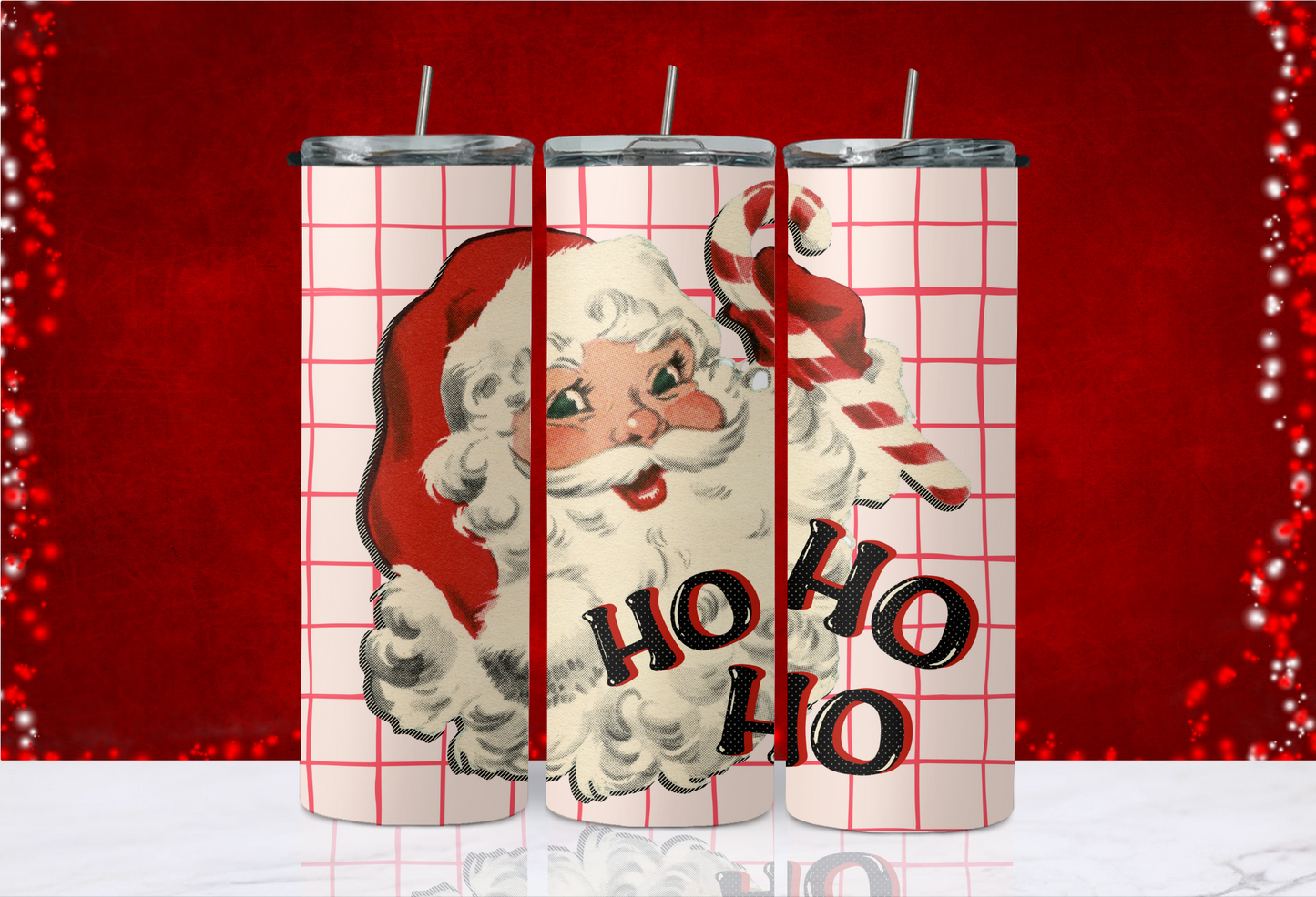 20 oz Skinny Tumbler - Christmas - Ho Ho Ho Santa