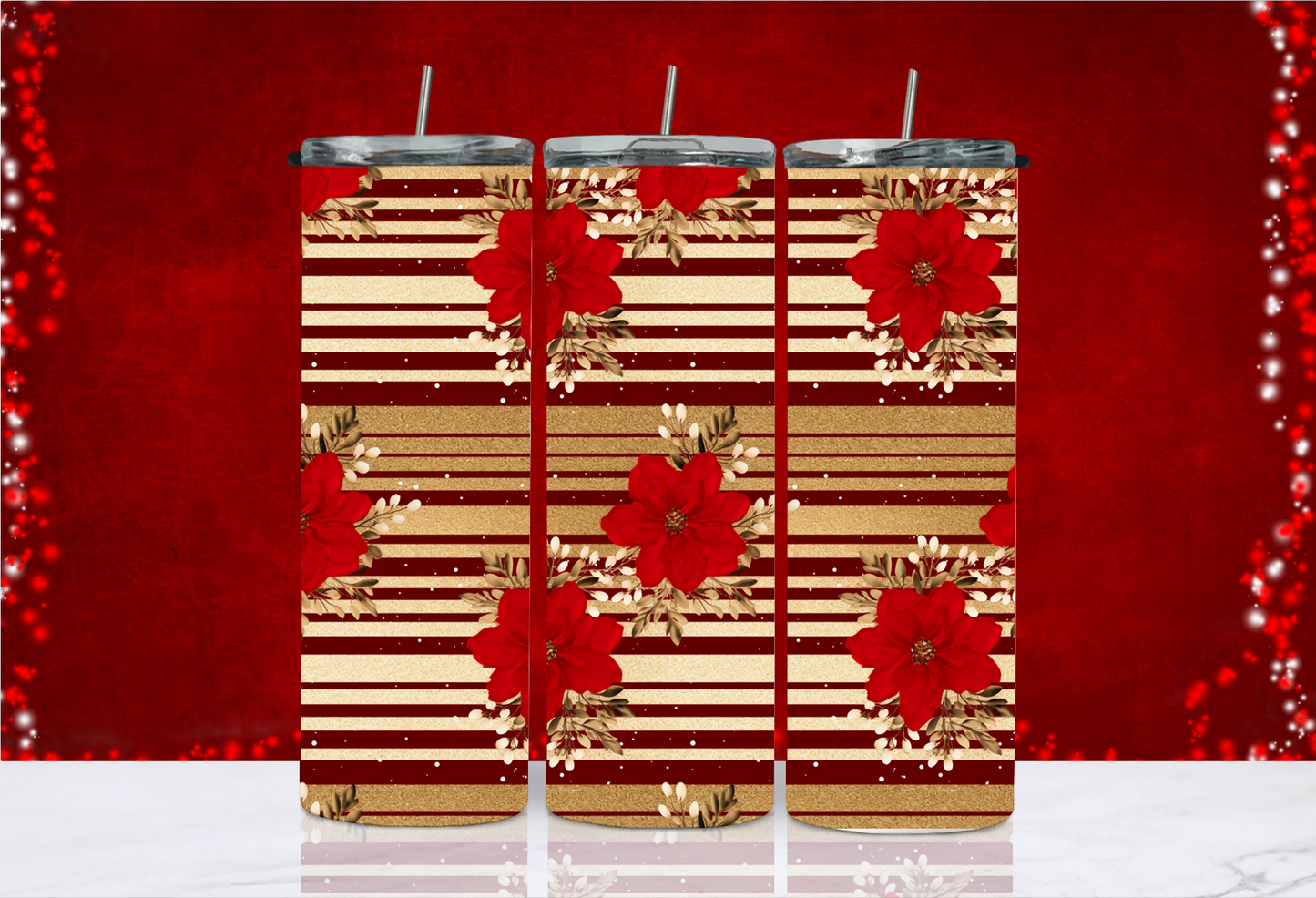 20 oz Skinny Tumbler - Christmas - Vintage Wrapping Paper