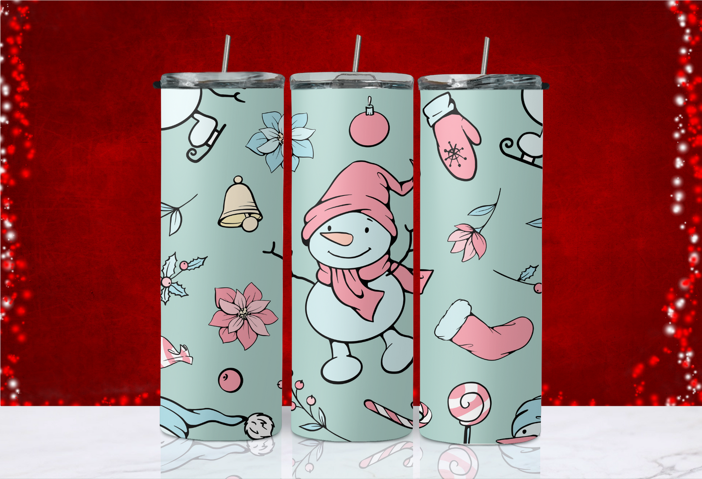 20 oz Skinny Tumbler - Christmas - Snowman