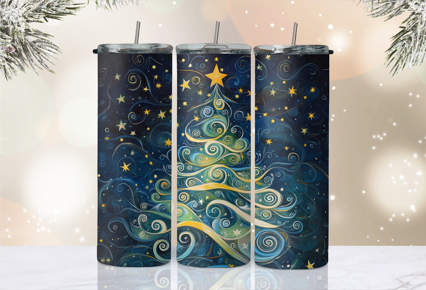 20 oz Skinny Tumbler - Christmas - Oh Christmas Tree