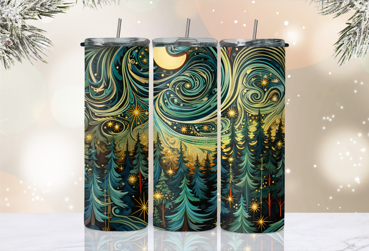 20 oz Skinny Tumbler - Christmas - Christmas at night