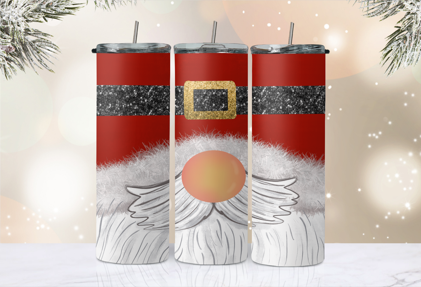 20 oz Skinny Tumbler - Christmas - Gnome Santa