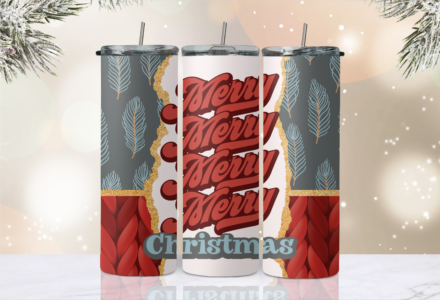 20 oz Skinny Tumbler - Christmas - Merry Christmas