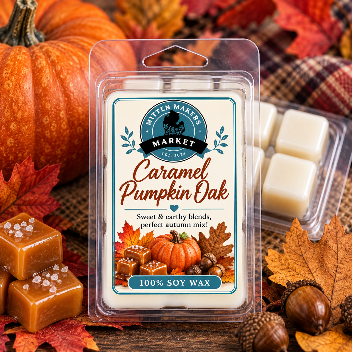 Soy Wax Melts (100%) - Caramel Pumpkin Oak