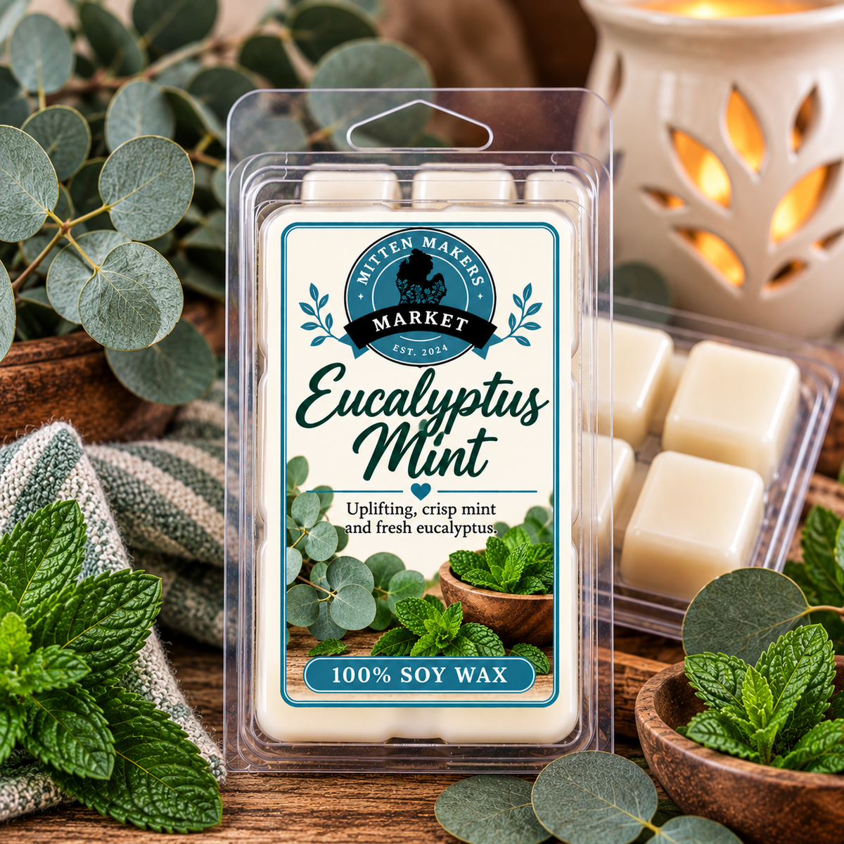Soy Wax Melts (100%) - Eucalyptus Mint