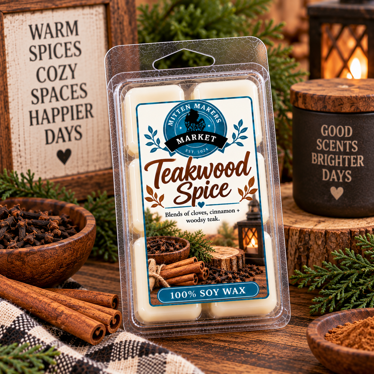 Soy Wax Melts (100%) - Teakwood Spice