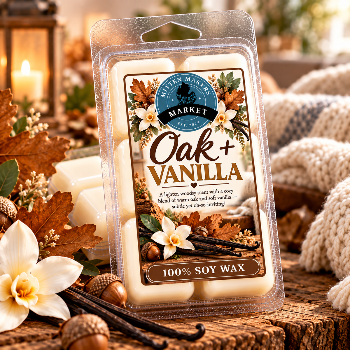 Soy Wax Melts (100%) - Oak + Vanilla