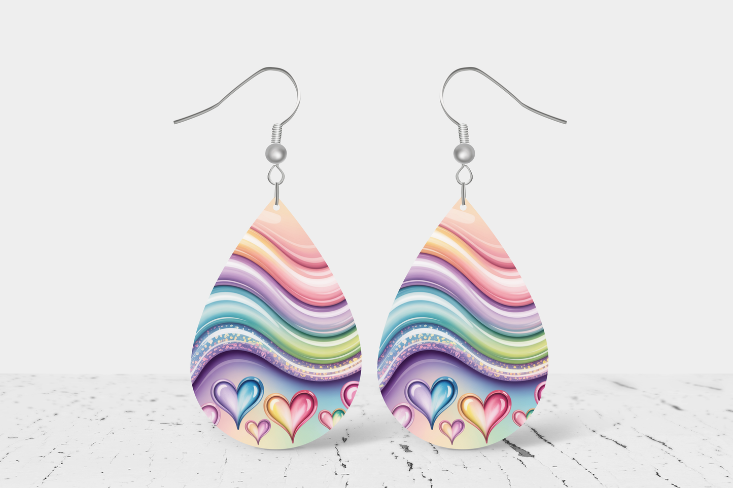 Teardrop Earrings (E104E) - Hearts