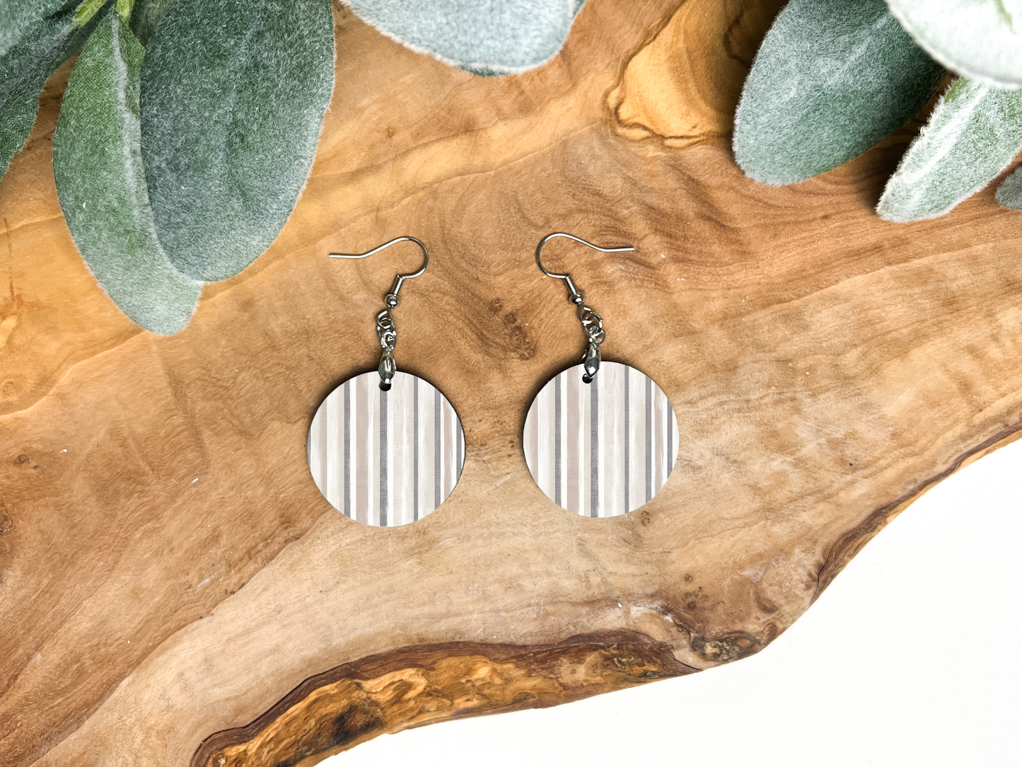 Round Earrings (E107R) - Stripes
