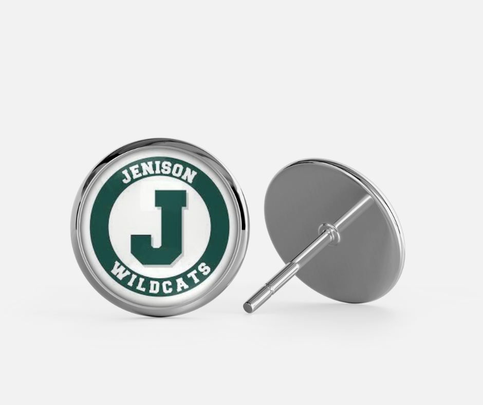 Glass Dome Aluminum Stud Earrings - Jenison Wildcats