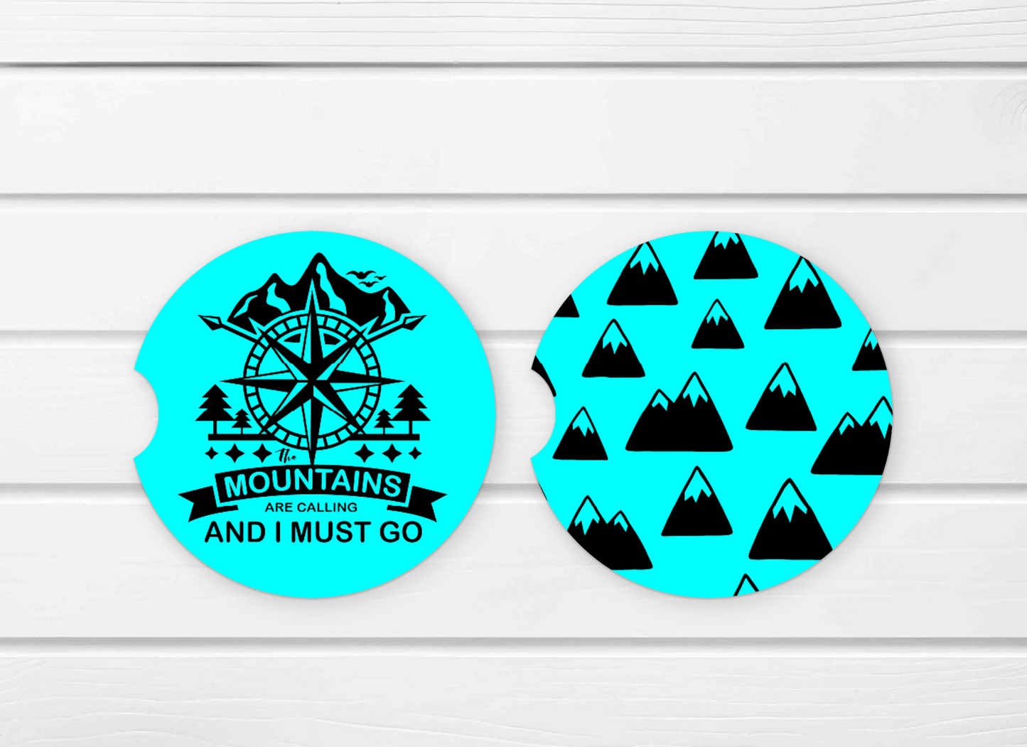 Mountains are Calling Ceramic Car Coaster Set