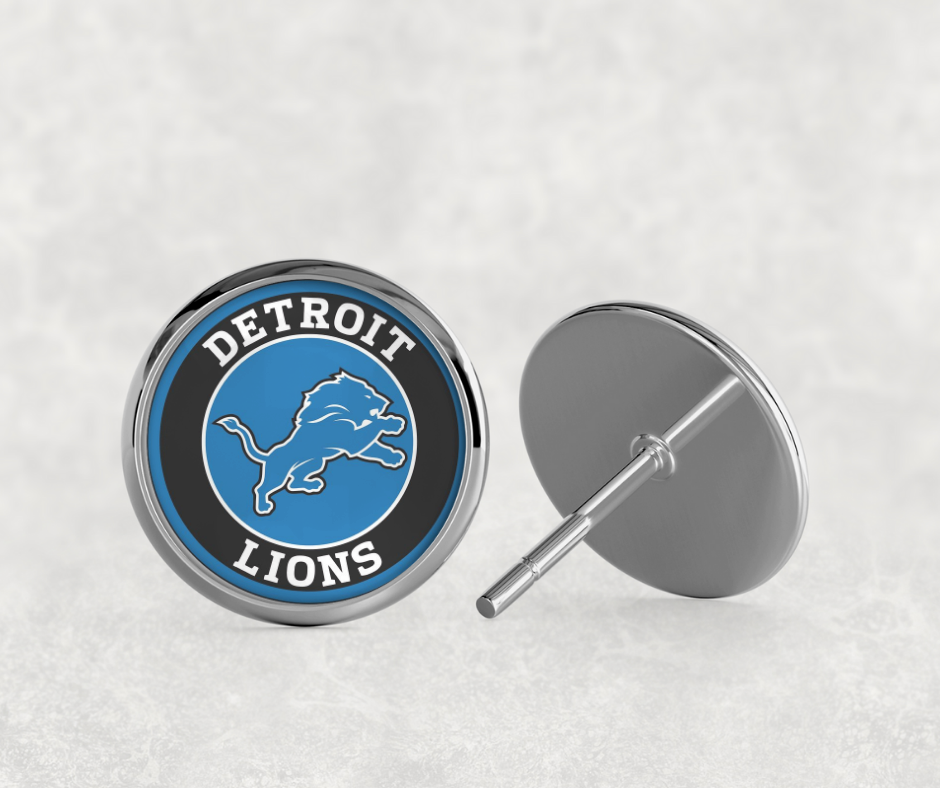 Glass Dome Aluminum Stud Earrings - Lions