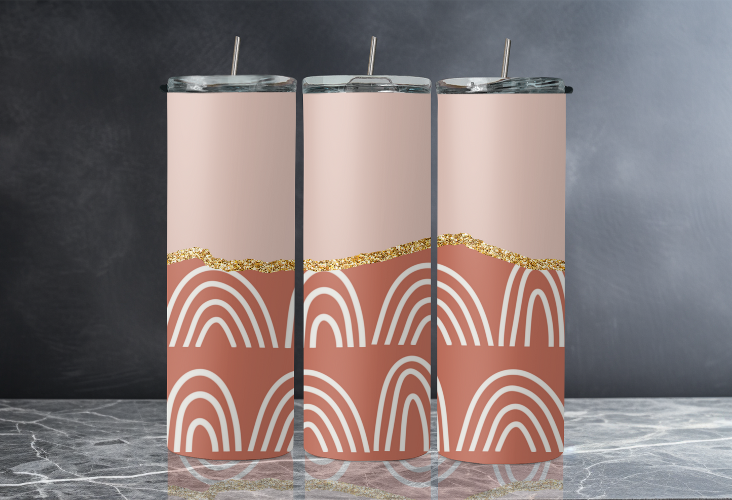 20 oz Skinny Tumbler - BOHO Rainbows