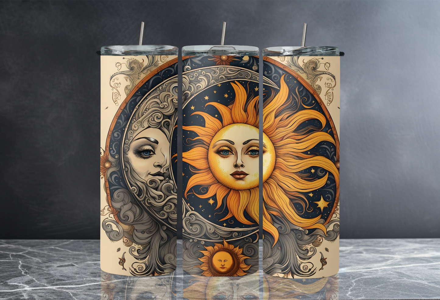 20 oz Skinny Tumbler - Sun & Moon
