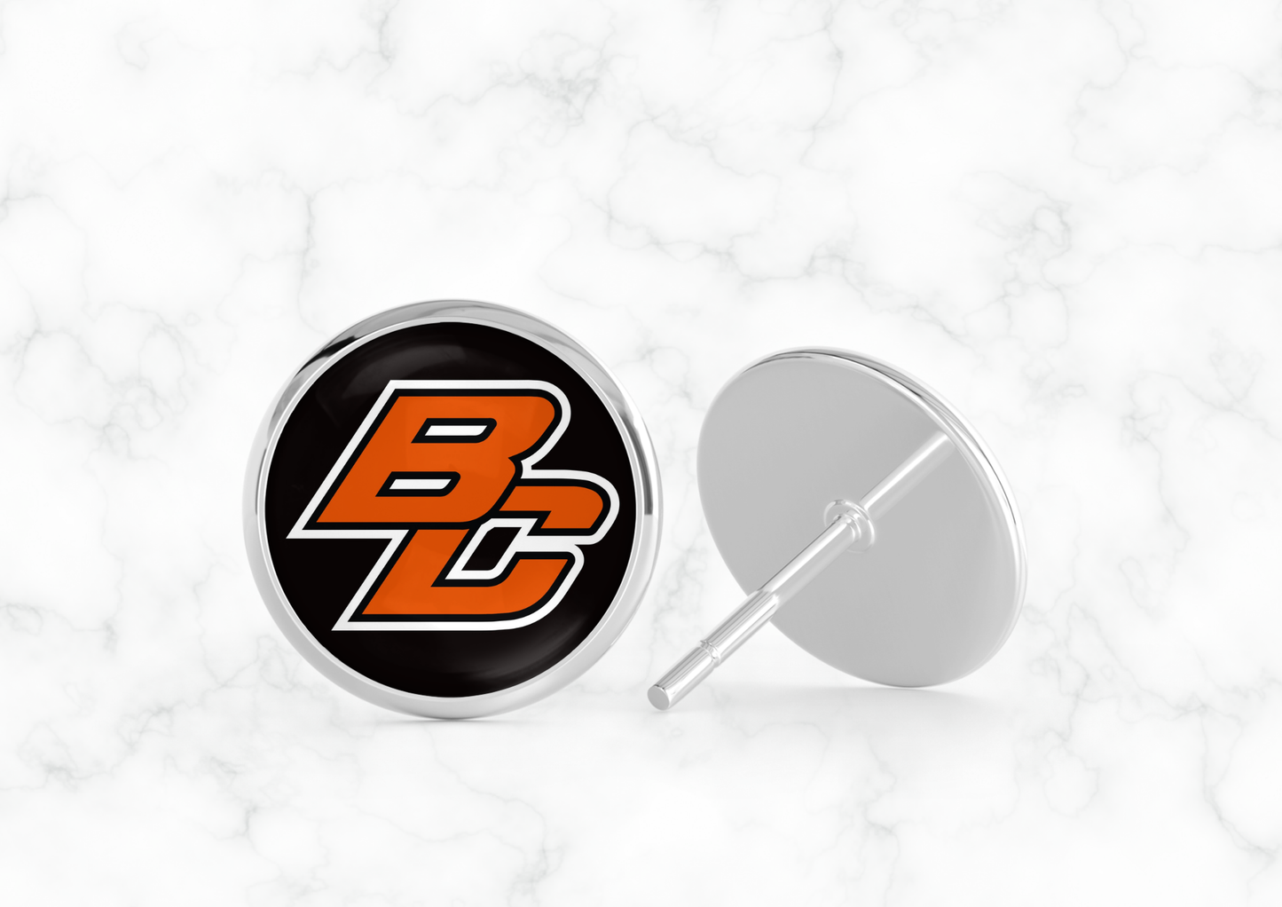 Glass Dome Aluminum Stud Earrings - Byron Center Bulldogs (1)