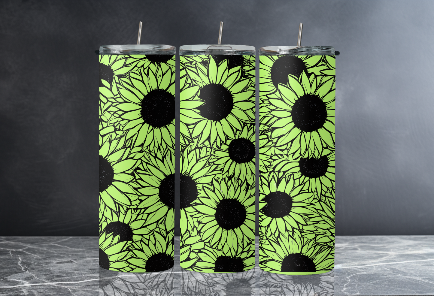 20 oz Skinny Tumbler - GLOW in the DARK Sunflower