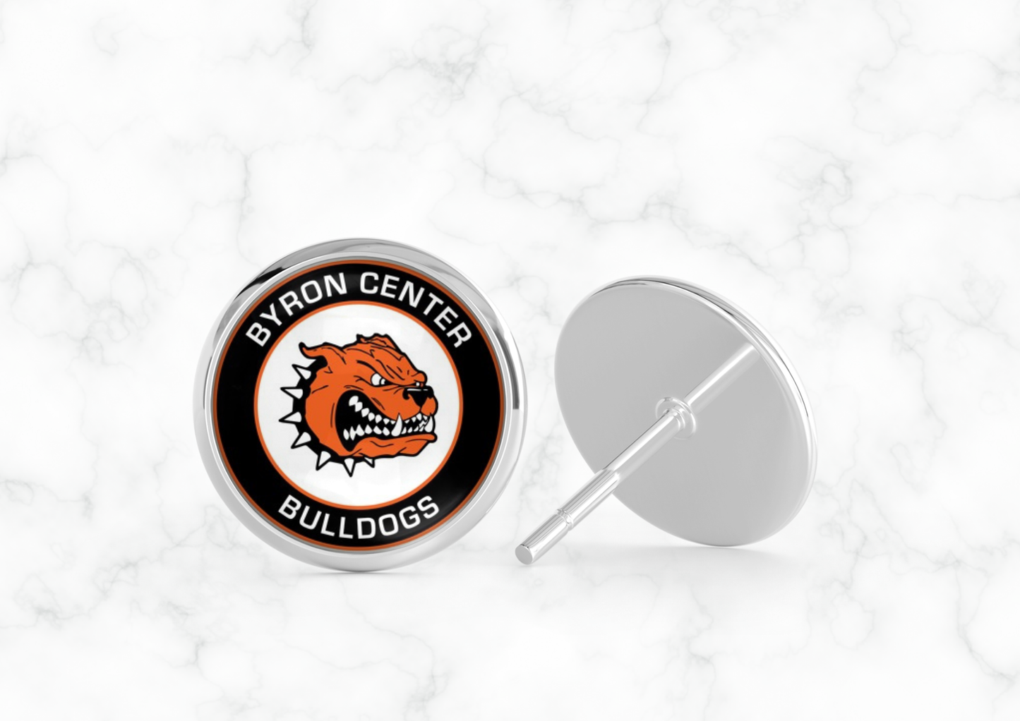 Glass Dome Aluminum Stud Earrings - Byron Center Bulldogs (2)