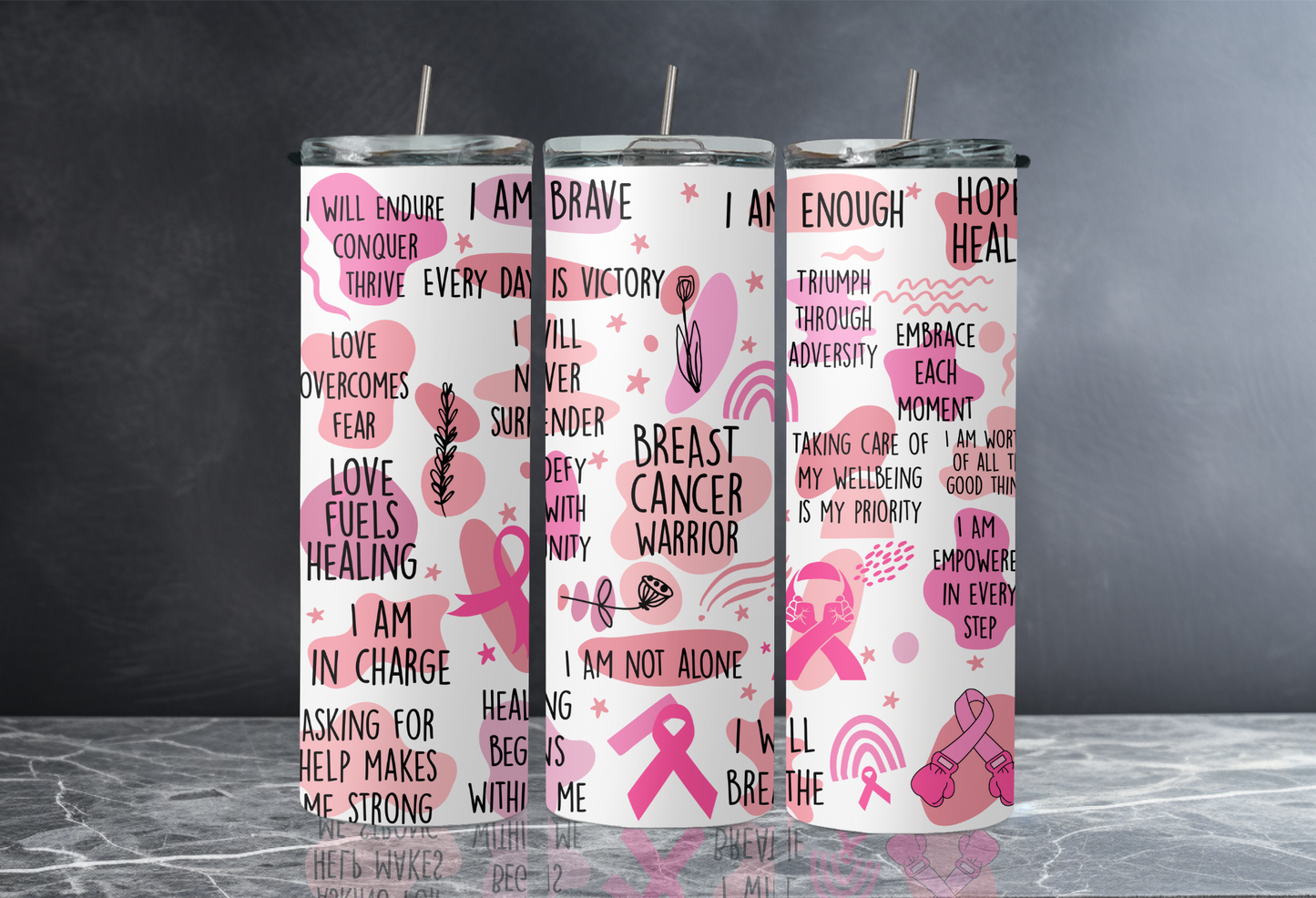 20 oz Skinny Tumbler - Breast Cancer Awareness - Encouragement