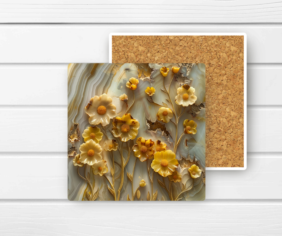 4x4 Coaster - Floral Ceramic