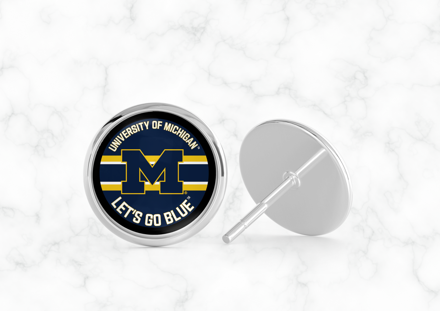 Glass Dome Aluminum Stud Earrings - Michigan