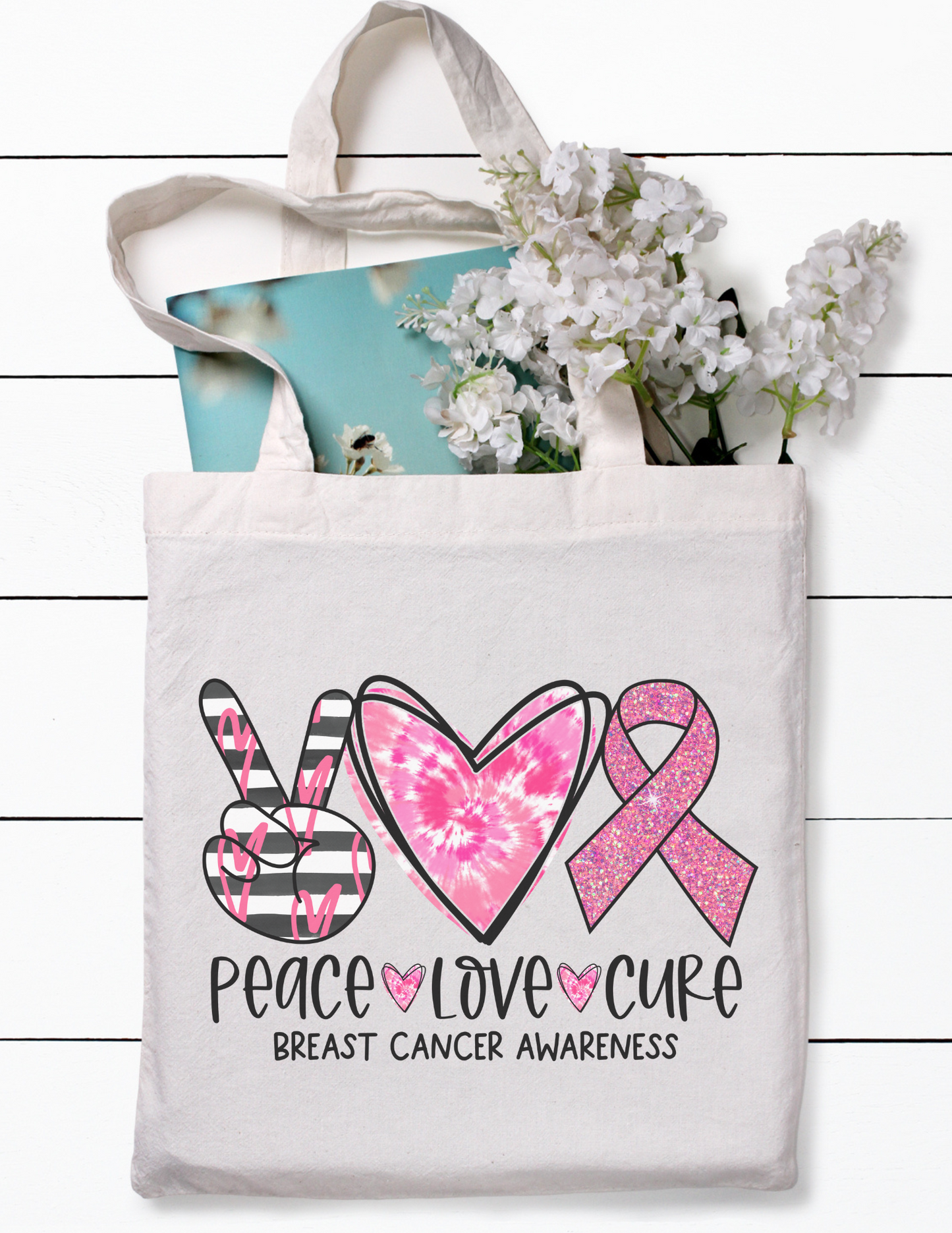 Peace Love Cure Canvas Tote Bag