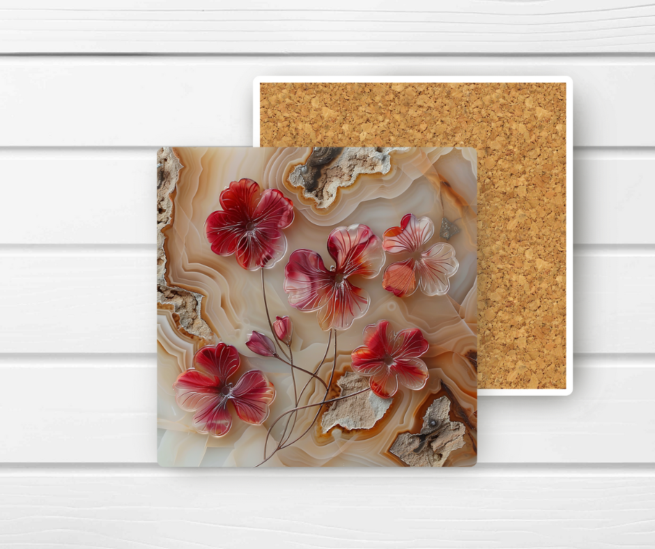 4x4 Coaster - Floral Ceramic