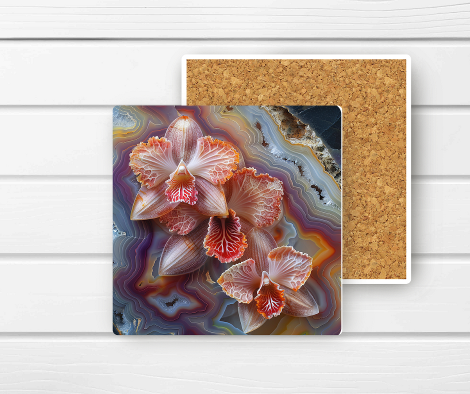 4x4 Coaster - Floral Ceramic