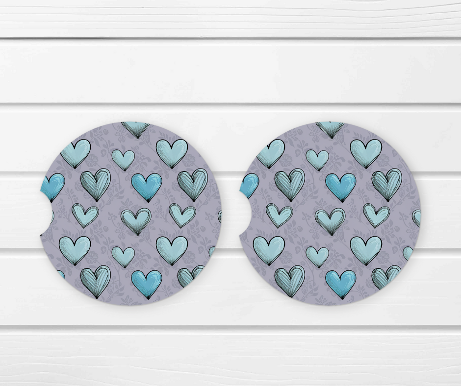 Hearts Ceramic Car Coaster Set